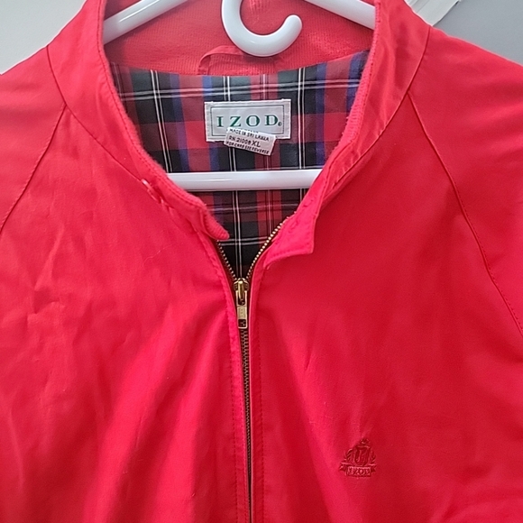 VINTAGE Izod Red Plaid Flannel Lined Full Zip Jacket Coat Outdoors SZ XLarge - Picture 2 of 5